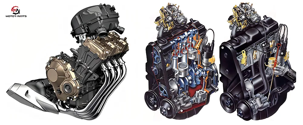 motorcycle Single cylinder and twin cylinder engines four cylinder engine